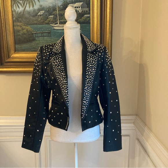 AKIRA Black Studded Faux Leather Jacket NWT - Picture 9 of 9